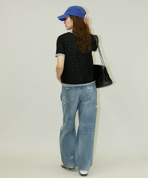 PUBLUX(パブリュクス)の「PUBLUX/パブリュクス <セットアイテム>カット × ジャガード ヘンリーネック Tシャツ 限定展開(Tシャツ/カットソー・レディース・グリーン/ブラック・フリ-)」の7枚目の写真