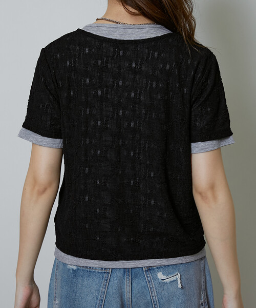 PUBLUX(パブリュクス)の「PUBLUX/パブリュクス <セットアイテム>カット × ジャガード ヘンリーネック Tシャツ 限定展開(Tシャツ/カットソー・レディース・グリーン/ブラック・フリ-)」の21枚目の写真