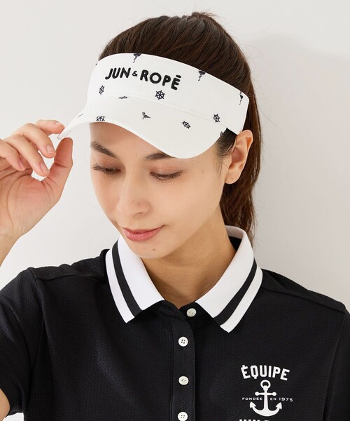 JUN&ROPE'(ジュンアンドロペ)の「小紋柄バイザー(サンバイザー・レディース・ブラック/ベージュ/ホワイト・FREE)」の2枚目の写真