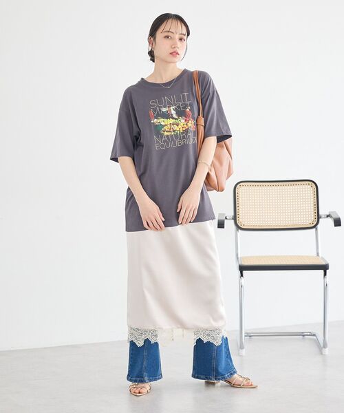 earth music&ecology（アースミュージックアンドエコロジー）の「サテンレーススカート（スカート・レディース・ホワイト系その他2/ブラック・FREE）」の20枚目の写真