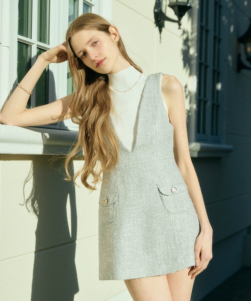 EIMY ISTOIRE(エイミーイストワール)の「ECLAT TWEED DRESS(ワンピース・レディース・ライトピンク/ライトグレー・38/36)」の2枚目の写真