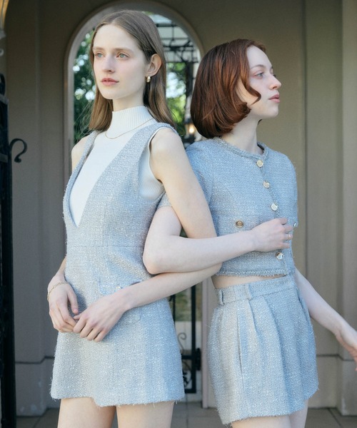 EIMY ISTOIRE(エイミーイストワール)の「ECLAT TWEED DRESS(ワンピース・レディース・ライトピンク/ライトグレー・38/36)」の7枚目の写真