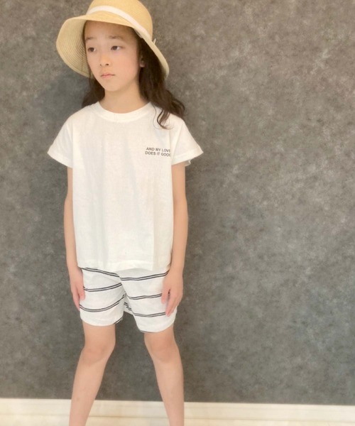 セール】ノースリーブプリントTシャツ ボーダーショートパンツ 