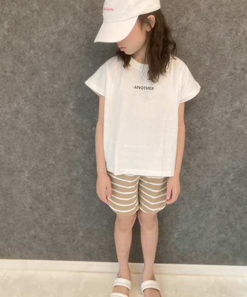 セール】ノースリーブプリントTシャツ ボーダーショートパンツ 