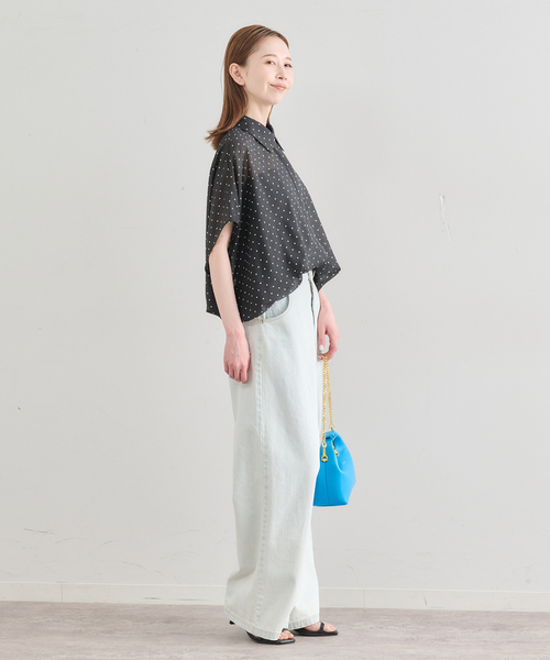 U by SPICK&SPAN(ユーバイスピックアンドスパン)の「襟つきドットブラウス(シャツ/ブラウス・レディース・ホワイト/ブラック・FREE)」の4枚目の写真