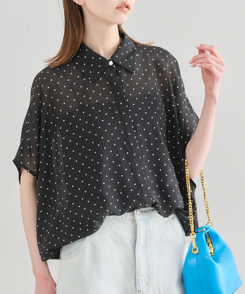 U by SPICK&SPAN(ユーバイスピックアンドスパン)の「襟つきドットブラウス(シャツ/ブラウス・レディース・ホワイト/ブラック・FREE)」の8枚目の写真