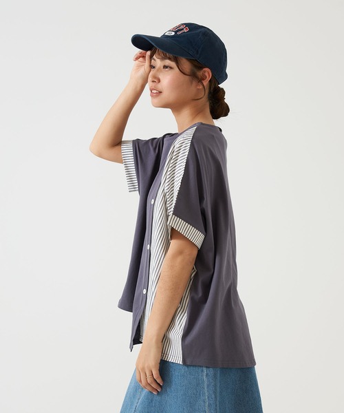HEART MARKET（ハートマーケット）の「異素材MIXドルマン（Tシャツ/カットソー・レディース・チャコール/グレー/ネイビー/ホワイト・FREE）」の9枚目の写真