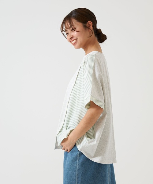 HEART MARKET（ハートマーケット）の「異素材MIXドルマン（Tシャツ/カットソー・レディース・チャコール/グレー/ネイビー/ホワイト・FREE）」の12枚目の写真