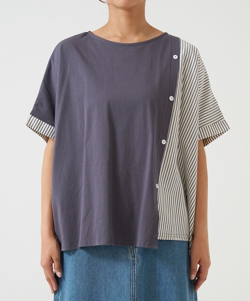 HEART MARKET（ハートマーケット）の「異素材MIXドルマン（Tシャツ/カットソー・レディース・チャコール/グレー/ネイビー/ホワイト・FREE）」の14枚目の写真