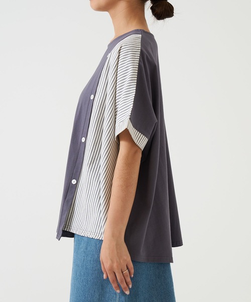 HEART MARKET（ハートマーケット）の「異素材MIXドルマン（Tシャツ/カットソー・レディース・チャコール/グレー/ネイビー/ホワイト・FREE）」の15枚目の写真