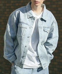 LUXSTYLE（ラグスタイル）の「ラインストーングラデーションデニムジャケット（デニムジャケット）」