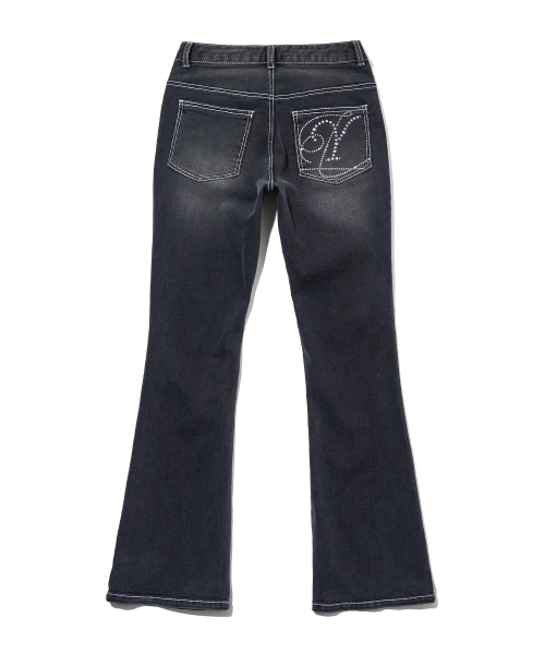YOUHEE(ユヒ)の「HOTFIX BOOTSCUT DENIM PANTS_GREY(デニムパンツ・レディース・その他・SMALL/MEDIUM)」の5枚目の写真