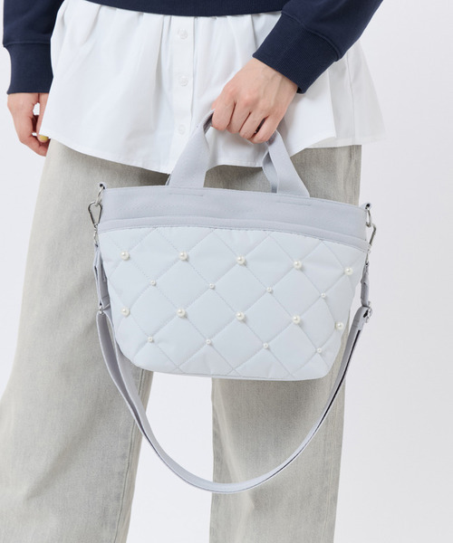 SM BUCKET TOTE W PEARLS ミストグレーパール（トートバッグ