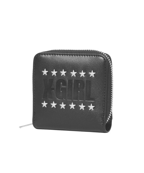 X-girl(エックスガール)の「LOGO AND STAR STUDDED FAUX LEATHER MINI WALLET(財布・レディース・オリーブ/ブラック・ONE SIZE)」の2枚目の写真