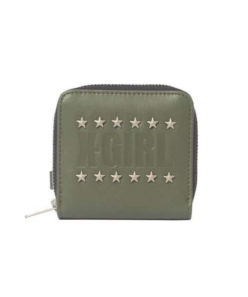 X-girl(エックスガール)の「LOGO AND STAR STUDDED FAUX LEATHER MINI WALLET(財布・レディース・オリーブ/ブラック・ONE SIZE)」の3枚目の写真