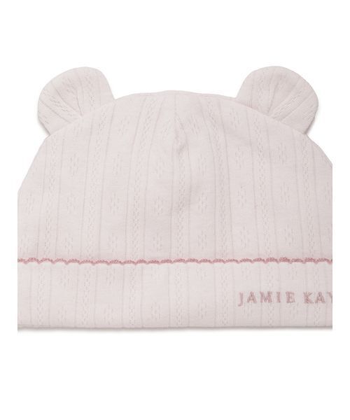 JAMIE KAY(ジェイミーケイ)の「針抜き柄くま耳キャップ/オーガニックコットン(その他ベビーウェア・キッズ・ピンク/オフホワイト・F)」の9枚目の写真