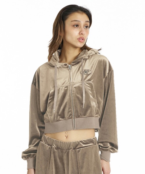 DC(ディーシー)の「DC/ディーシー 26 WS VELOUR SHORT ZH パーカー LZH264310(パーカー・レディース・ベージュ/ブラック・L/M)」の2枚目の写真