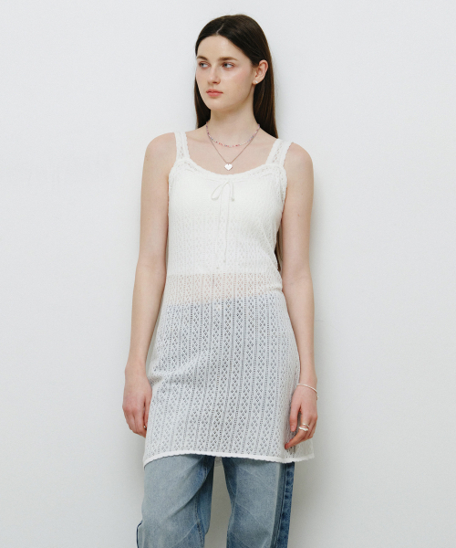 MONGDOL(モンドル)の「パンチングニットミニワンピースホワイト MDOP056WHITE(ワンピース・レディース・その他・F)」の2枚目の写真
