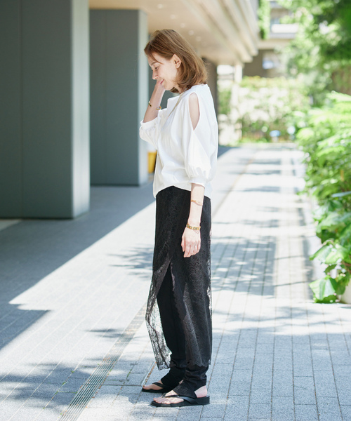 VERMEIL par iena（ヴェルメイユパーイエナ）の「《追加》ショールスリットカットソー（Tシャツ/カットソー・レディース・チャコールグレー/ホワイト・FREE）」の19枚目の写真
