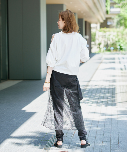 VERMEIL par iena（ヴェルメイユパーイエナ）の「《追加》ショールスリットカットソー（Tシャツ/カットソー・レディース・チャコールグレー/ホワイト・FREE）」の18枚目の写真