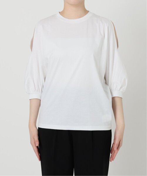 VERMEIL par iena（ヴェルメイユパーイエナ）の「《追加》ショールスリットカットソー（Tシャツ/カットソー・レディース・チャコールグレー/ホワイト・FREE）」の3枚目の写真