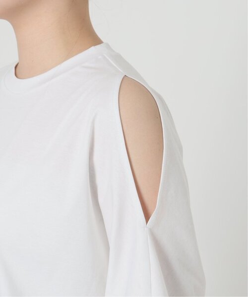 VERMEIL par iena（ヴェルメイユパーイエナ）の「《追加》ショールスリットカットソー（Tシャツ/カットソー・レディース・チャコールグレー/ホワイト・FREE）」の9枚目の写真
