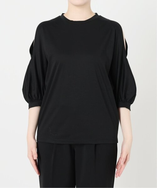VERMEIL par iena（ヴェルメイユパーイエナ）の「《追加》ショールスリットカットソー（Tシャツ/カットソー・レディース・チャコールグレー/ホワイト・FREE）」の7枚目の写真