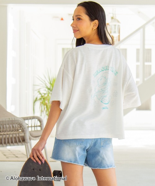 Kahiko(カヒコ)の「【Kahiko】ALOHA MAPUA クーオコアTシャツ(Tシャツ/カットソー・レディース・ホワイト/アイボリー/ベージュ/ネイビー・FREE)」の1枚目の写真
