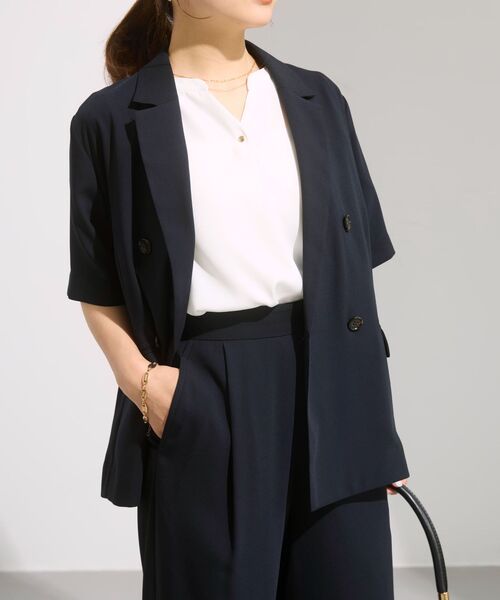 COHINA 接触冷感 とろみハーフスリーブジャケット 接触冷感】とろみハーフスリーブジャケット 【低身長・小柄女性