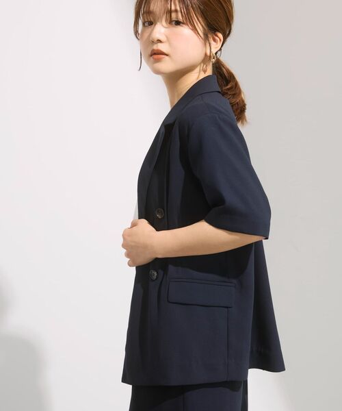 接触冷感】とろみハーフスリーブジャケット 【低身長・小柄女性