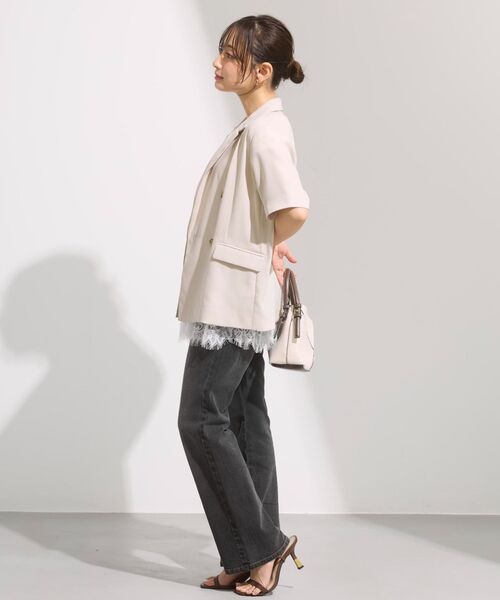 COHINA(コヒナ)の「【接触冷感】とろみハーフスリーブジャケット 【低身長・小柄女性】(テーラードジャケット・レディース・ネイビー/ライトベージュ・ONE SIZE)」の9枚目の写真