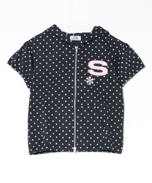 SPINNS(スピンズ)の「ドット柄半袖ジップパーカー/韓国ガーリー(パーカー・レディース・ネイビー/グレー/ブラック/ブラウン・ONESIZE)」の19枚目の写真