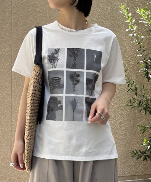 Jena espace merveilleux(ジェナ エスパスメルヴェイユ)の「マルチプリントT(Tシャツ/カットソー・レディース・ベージュ/オフホワイト/ライトグレー・FREE)」の1枚目の写真