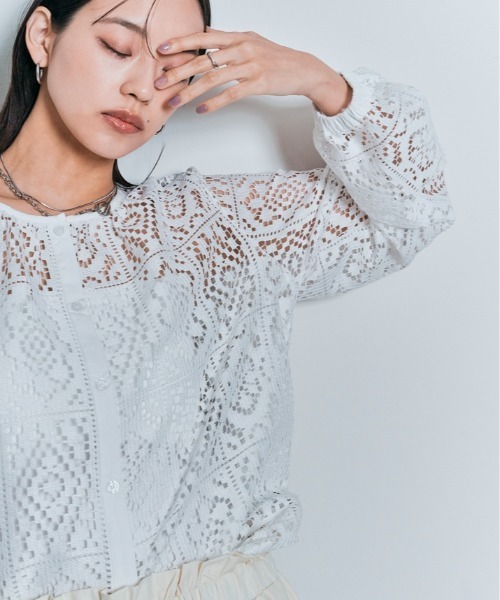 W:Huku(フーク)の「2way スクエア レース ロングスリーブ ブラウス(シャツ/ブラウス・レディース・オフホワイト/ブラック・M)」の21枚目の写真