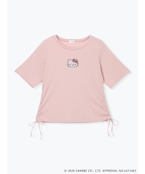 sanrio(サンリオ)の「【サンリオキャラクターズ】【大きいサイズ】ハローキティラインストーン裾ドロストTシャツ(Tシャツ/カットソー・レディース・ピンク/オフホワイト/ブラック・XX-LARGE/XXX-LARGE)」の8枚目の写真