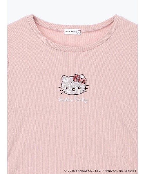 sanrio(サンリオ)の「【サンリオキャラクターズ】【大きいサイズ】ハローキティラインストーン裾ドロストTシャツ(Tシャツ/カットソー・レディース・ピンク/オフホワイト/ブラック・XX-LARGE/XXX-LARGE)」の10枚目の写真