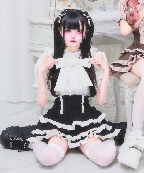 nyanMe(ニャンミー)の「2うぇい!おりぼんぶらうす(シャツ/ブラウス・レディース・ピンク/ブラック/ホワイト・FREE)」の20枚目の写真