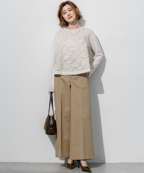 23区 L(ニジュウサンクオオキイサイズ)の「ストレッチギャバ チノ バギーパンツ(その他パンツ・レディース・ベージュ系/オリーブ系・46/48/50/44)」の13枚目の写真