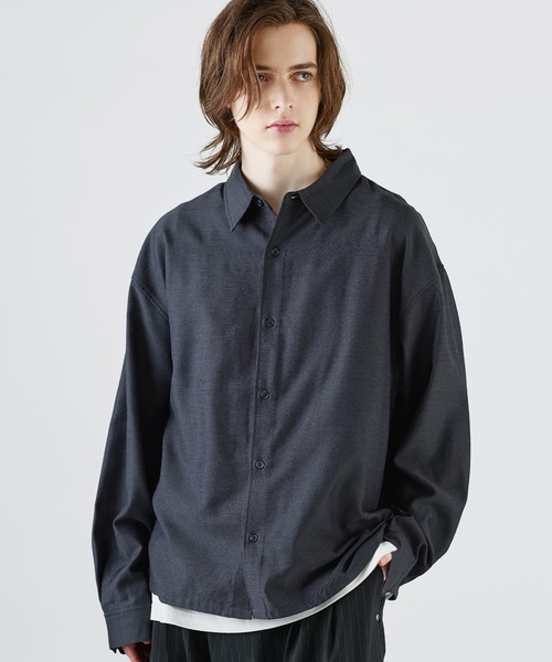 SOCCE（ソーシー）の「【防シワ】ウールミックスレギュラーカラーシャツ（シャツ/ブラウス・メンズ・サックスブルー/チャコール/ブラック/ホワイト・XL/M/S/L）」の4枚目の写真