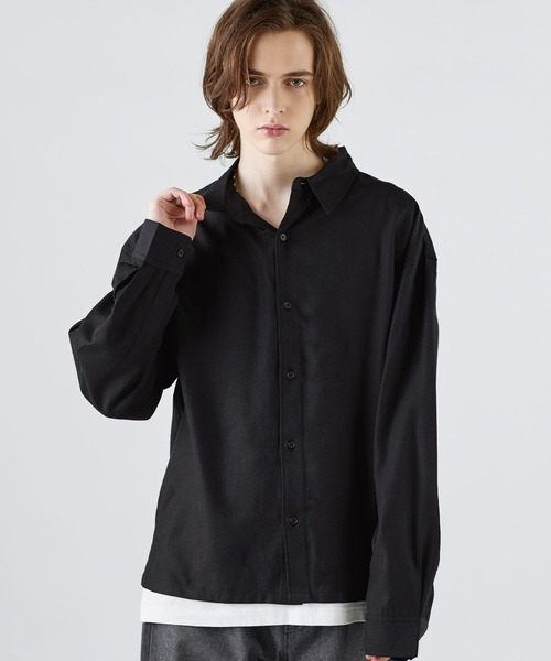 SOCCE（ソーシー）の「【防シワ】ウールミックスレギュラーカラーシャツ（シャツ/ブラウス・メンズ・サックスブルー/チャコール/ブラック/ホワイト・XL/M/S/L）」の3枚目の写真