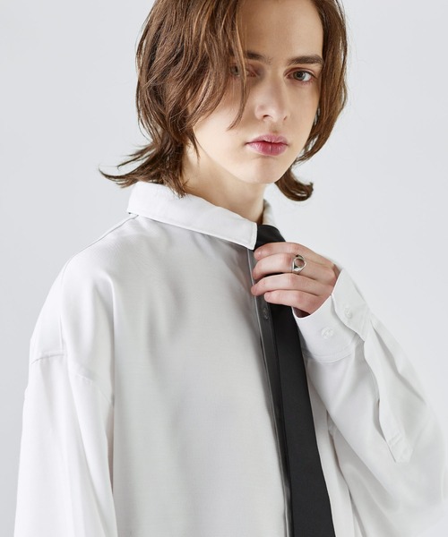 SOCCE（ソーシー）の「【防シワ】ウールミックスレギュラーカラーシャツ（シャツ/ブラウス・メンズ・サックスブルー/チャコール/ブラック/ホワイト・XL/M/S/L）」の5枚目の写真