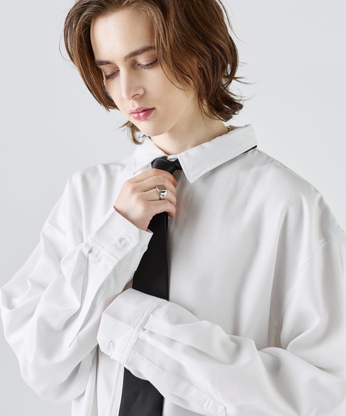 SOCCE（ソーシー）の「【防シワ】ウールミックスレギュラーカラーシャツ（シャツ/ブラウス・メンズ・サックスブルー/チャコール/ブラック/ホワイト・XL/M/S/L）」の6枚目の写真