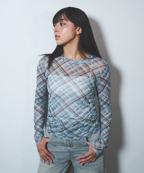 JOINT WORKS(ジョイントワークス)の「シャーリング シアートップス / J SHIRRING SHEER TOPS(Tシャツ/カットソー・レディース・ベージュ系その他/ブルー・FREE)」の21枚目の写真