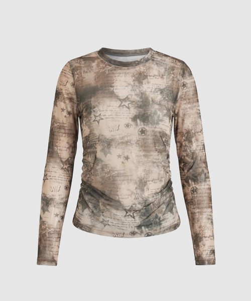 JOINT WORKS(ジョイントワークス)の「シャーリング シアートップス / J SHIRRING SHEER TOPS(Tシャツ/カットソー・レディース・ベージュ系その他/ブルー・FREE)」の4枚目の写真