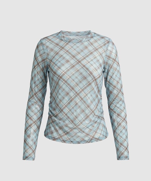JOINT WORKS(ジョイントワークス)の「シャーリング シアートップス / J SHIRRING SHEER TOPS(Tシャツ/カットソー・レディース・ベージュ系その他/ブルー・FREE)」の12枚目の写真