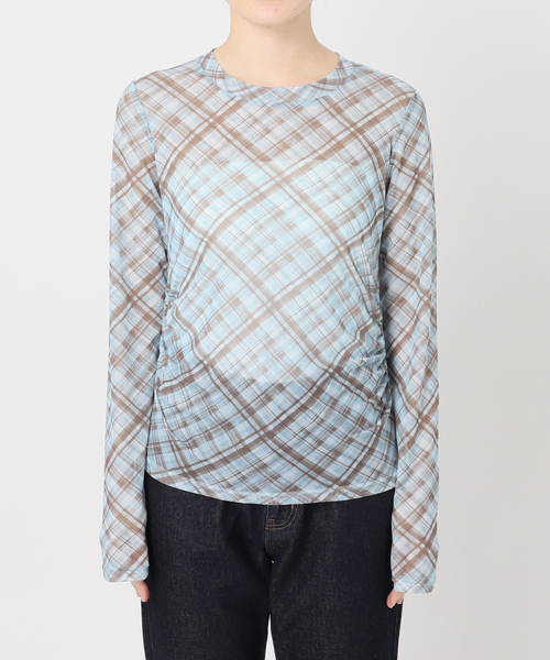 JOINT WORKS(ジョイントワークス)の「シャーリング シアートップス / J SHIRRING SHEER TOPS(Tシャツ/カットソー・レディース・ベージュ系その他/ブルー・FREE)」の13枚目の写真