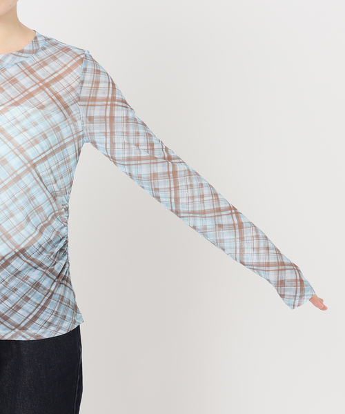 JOINT WORKS(ジョイントワークス)の「シャーリング シアートップス / J SHIRRING SHEER TOPS(Tシャツ/カットソー・レディース・ベージュ系その他/ブルー・FREE)」の17枚目の写真