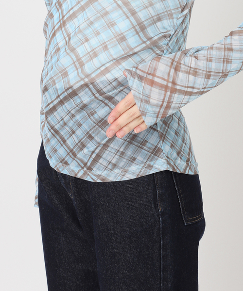 JOINT WORKS(ジョイントワークス)の「シャーリング シアートップス / J SHIRRING SHEER TOPS(Tシャツ/カットソー・レディース・ベージュ系その他/ブルー・FREE)」の18枚目の写真