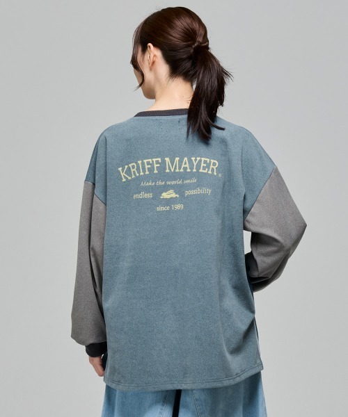 KRIFF MAYER Lady's Collection(クリフメイヤーレディースコレクション)の「もちのび -TOUGH & WARM-PTゆるT(Tシャツ/カットソー・レディース・グレー/ナチュラル/その他5/ブルー/キャメル/カラフル/チャコール・LARGE/MEDIUM)」の6枚目の写真