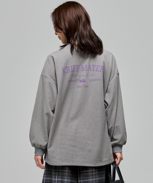 KRIFF MAYER Lady's Collection(クリフメイヤーレディースコレクション)の「もちのび -TOUGH & WARM-PTゆるT(Tシャツ/カットソー・レディース・グレー/ナチュラル/その他5/ブルー/キャメル/カラフル/チャコール・LARGE/MEDIUM)」の2枚目の写真